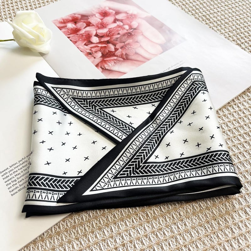 FONYVE Silk Head Scarf for Hair Fashion Headwrap for Women Lightweight Neck Tie - Image 4